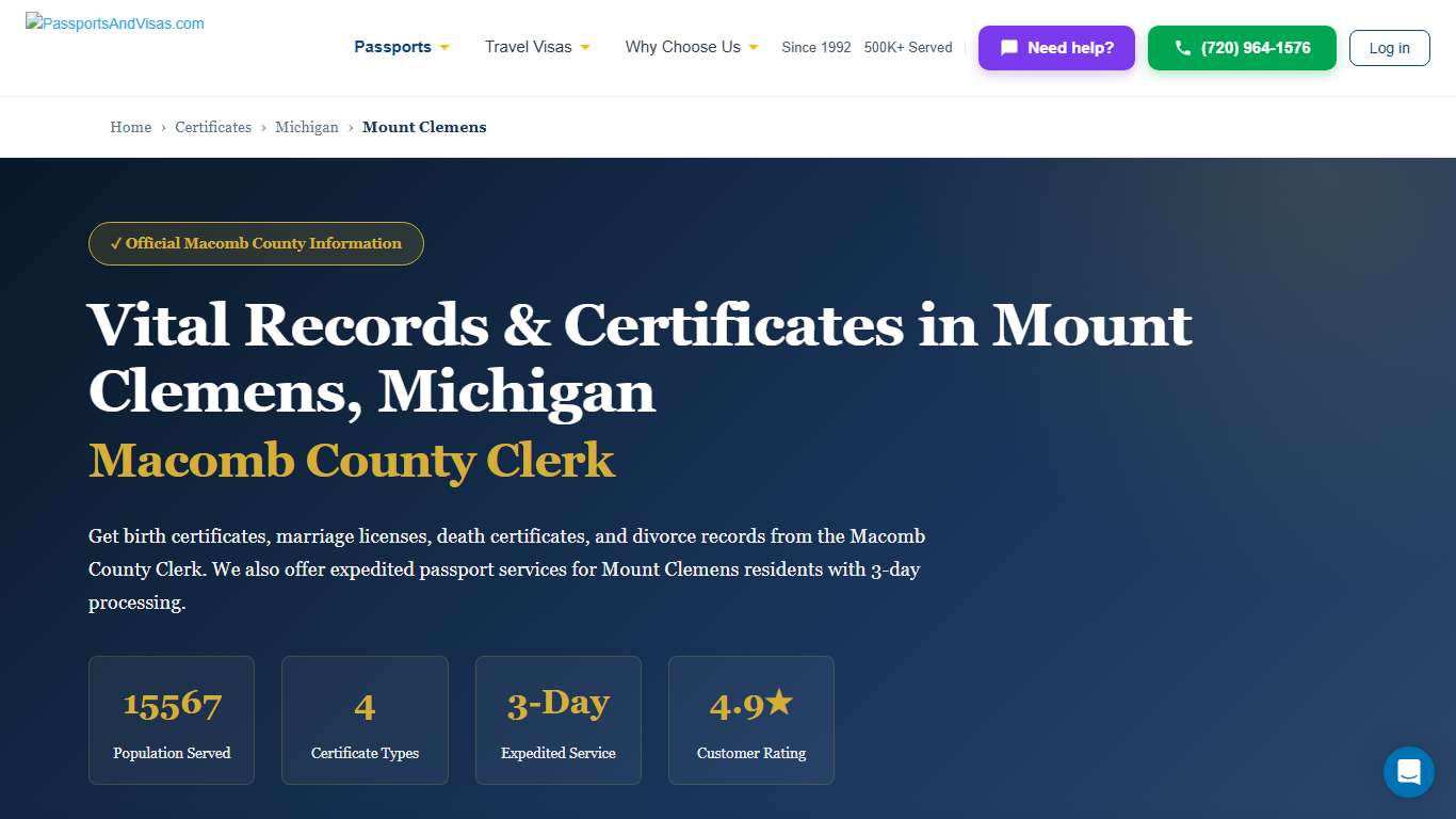 Birth, Marriage & Death Certificates in Mount Clemens, MI | Macomb County Vital Records